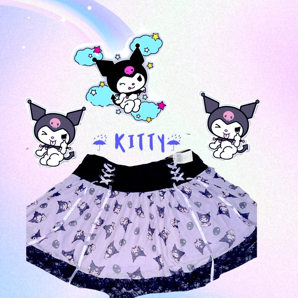 Kuromi Mesh Lace-Up Skirt Plus Size xl tags still on new !